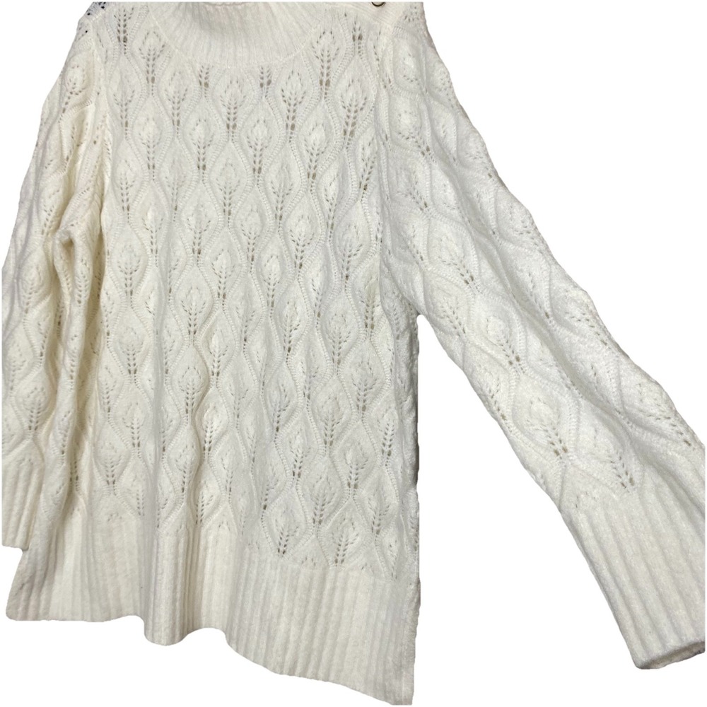 Soft Surroundings Women's 1X Ensley Button Detail Cutout Knit Tunic Sweater Soft - Picture 4 of 13